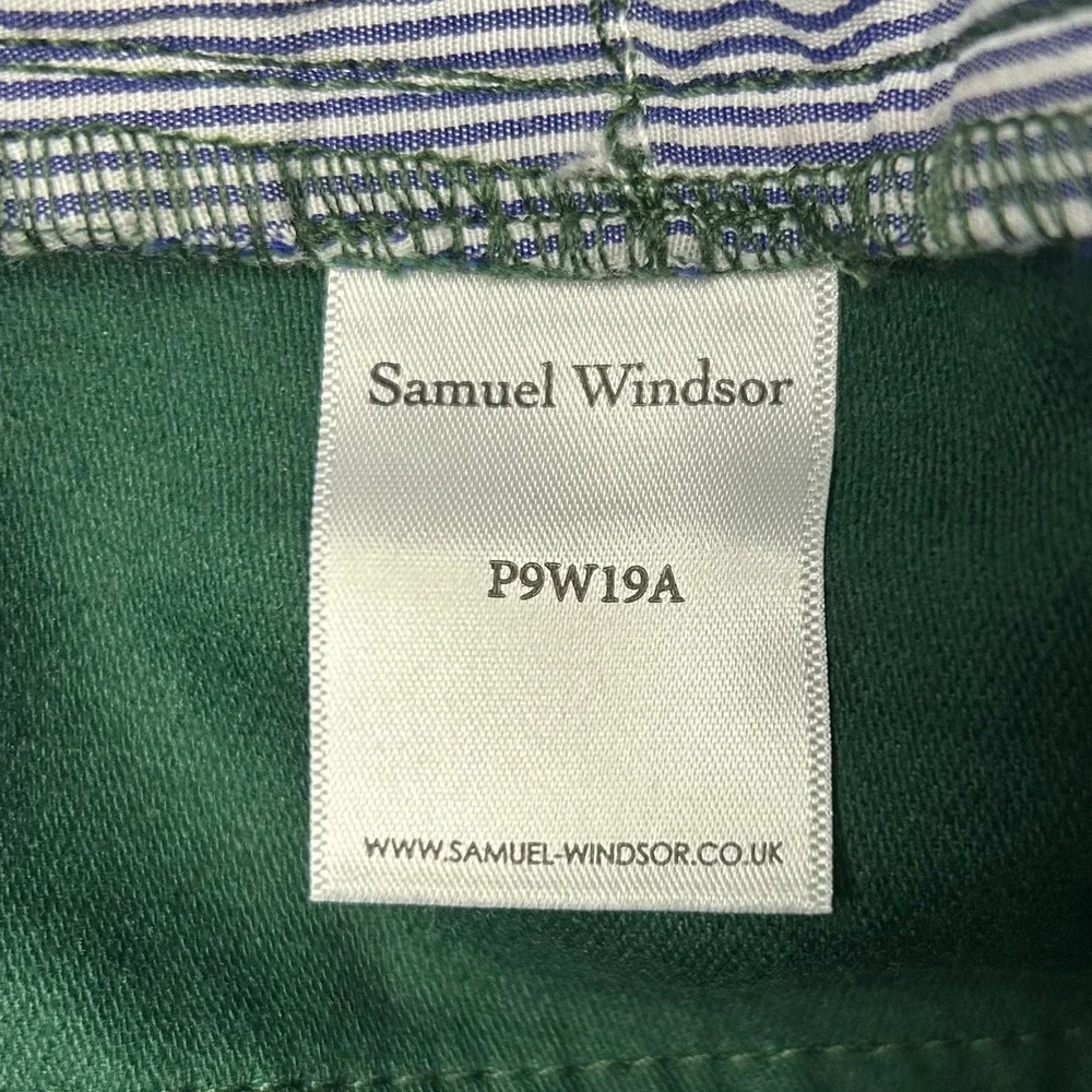 Samuel Windsor Moleskin Jeans Men 38S Green Cotton Straight Leg 5 Pocket Trouser